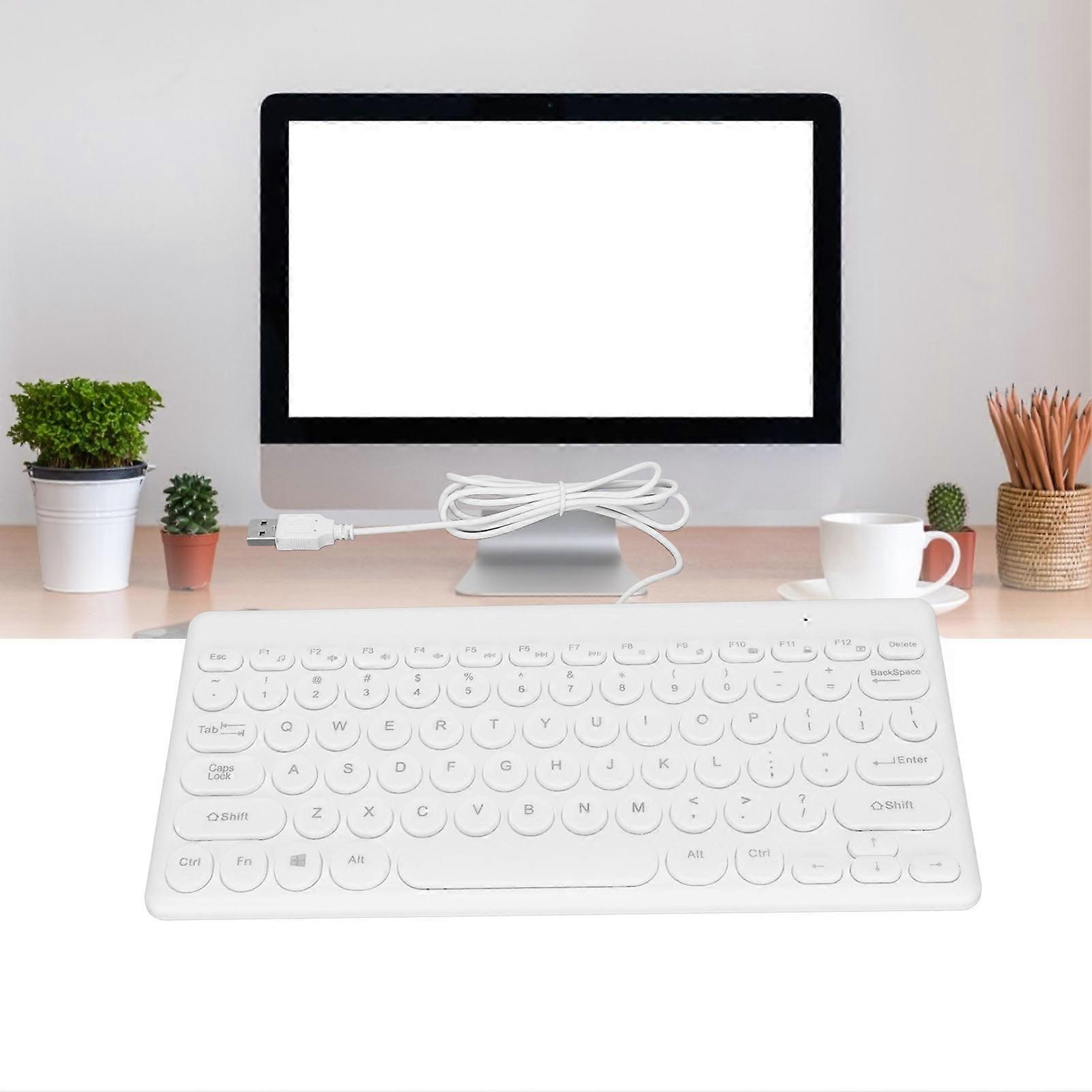 Wired USB Keyboard 78 Keys Ergonomic White Durable Small Design