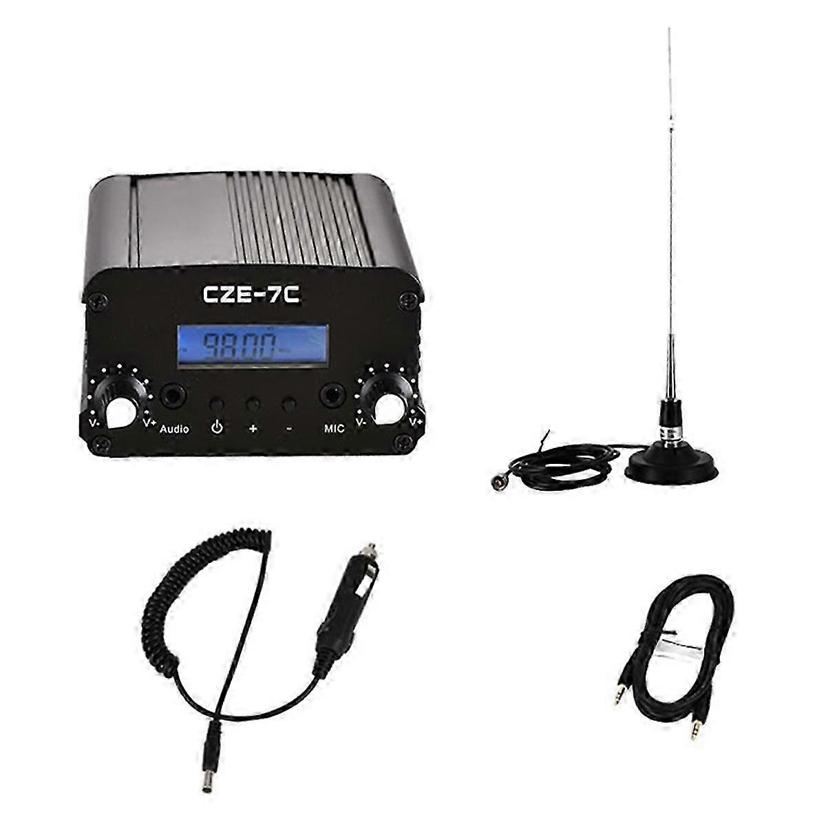 Improved 7W FM Radio Transmitter CZE-7C Wireless Amplifier with Car Sucker Antenna for FM 76-108MHz
