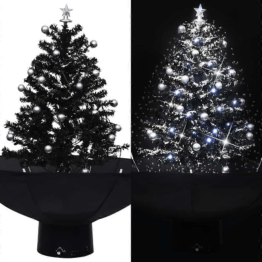 Snowing Christmas tree with umbrella base, black, 75 cm, PVC