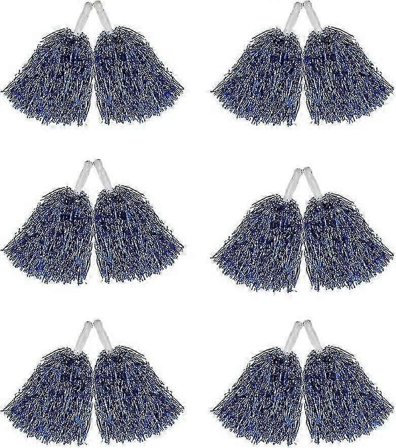 12 件装绒球啦啦队金属箔啦啦球绒球带塑料手柄，用于欢呼 Squard 团队精神运动