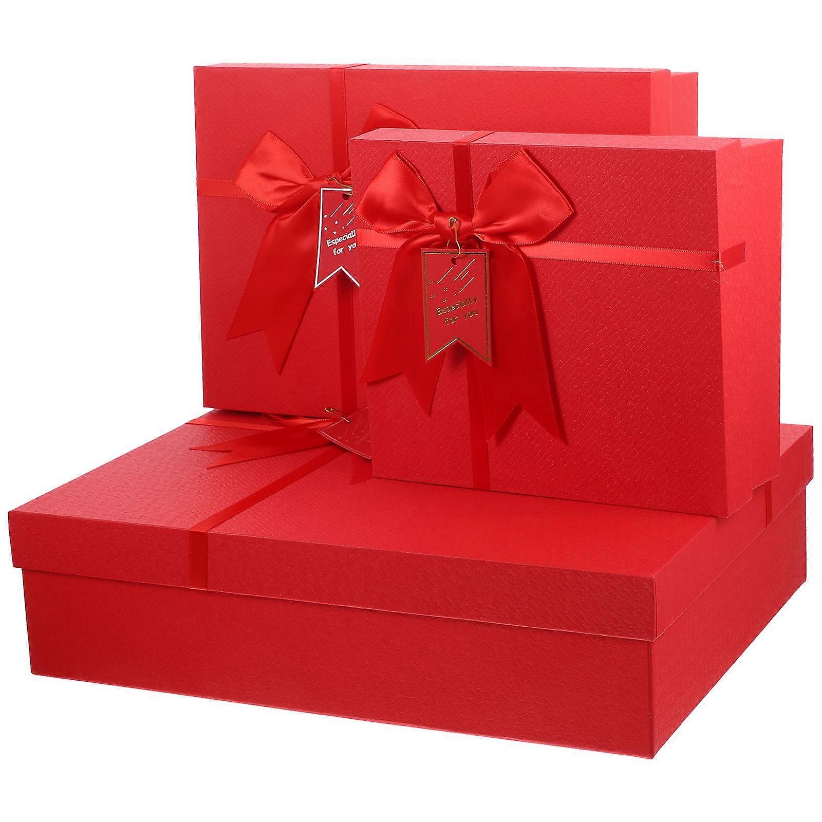 Red Paper Gift Box Gift Packing Box for Storage 6Pcs Set