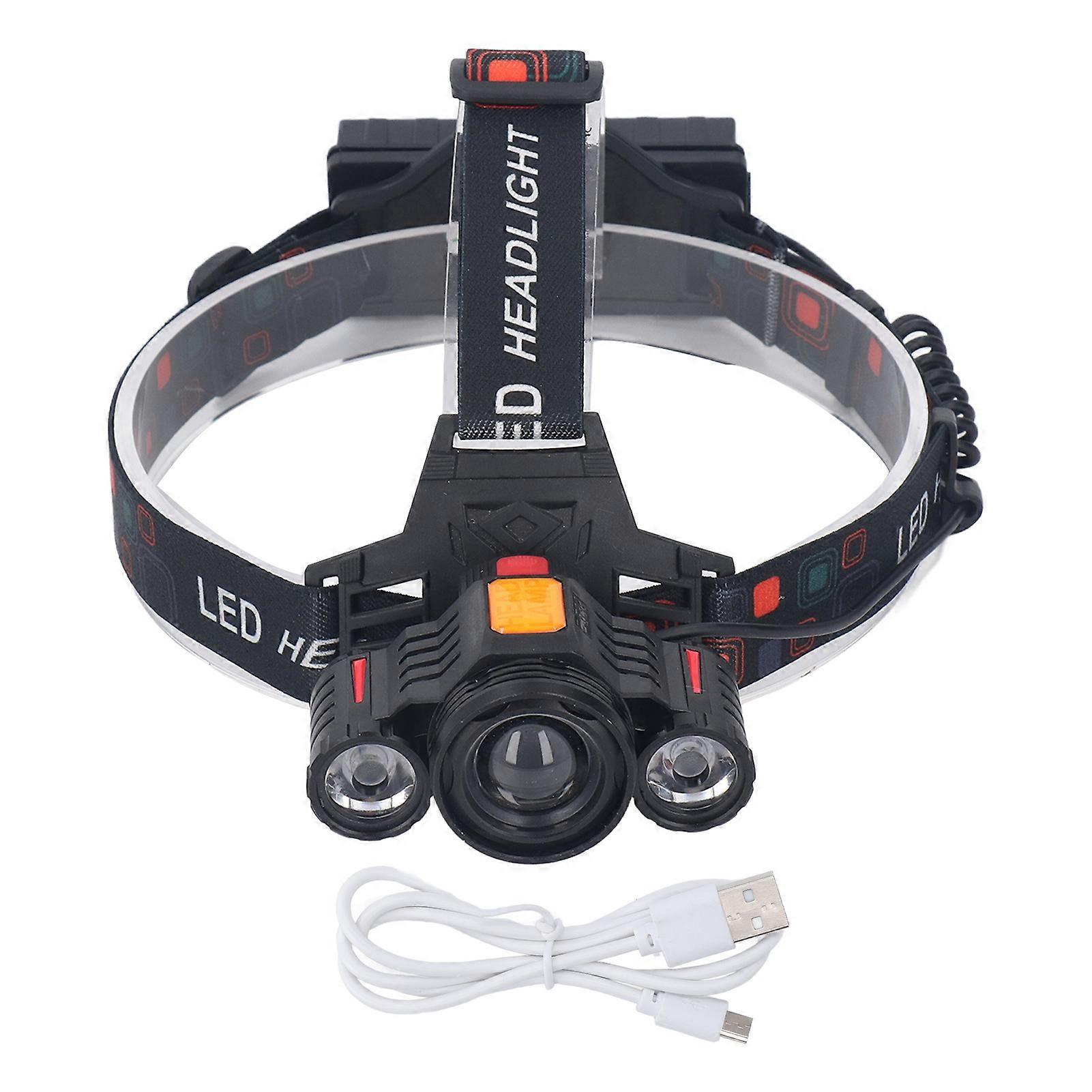 Adjustable Angle Work Headlamp Waterproof USB Rechargeable Ideal for Outdoor Black