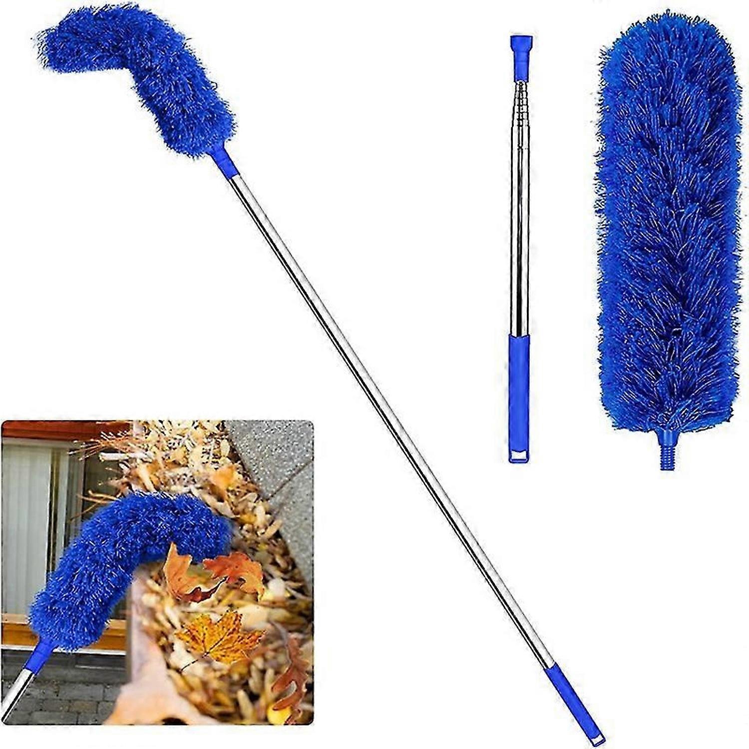 Gutter Cleaning Brush Roofing Tool with Telescopic pole 8.2Ft, blue