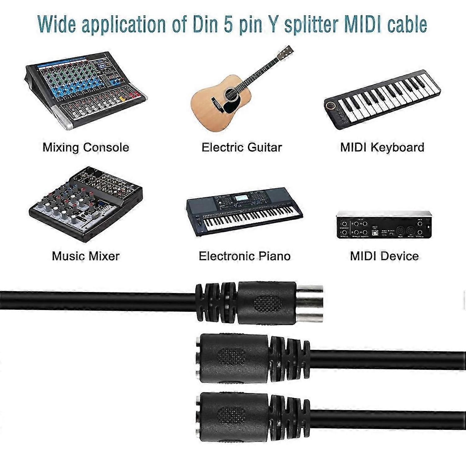 MIDI DIN 5-Pin Splitter Y Adapter Cable