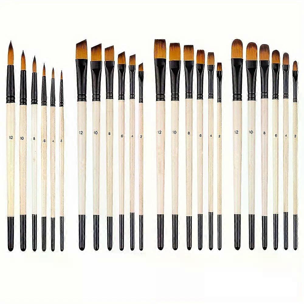 6pcs Paint Brushes Set Soft Nylon Filbert Angular Flat Round Pointed Tip Acrylic Paint Brushes for Watercolor Oil Acrylic