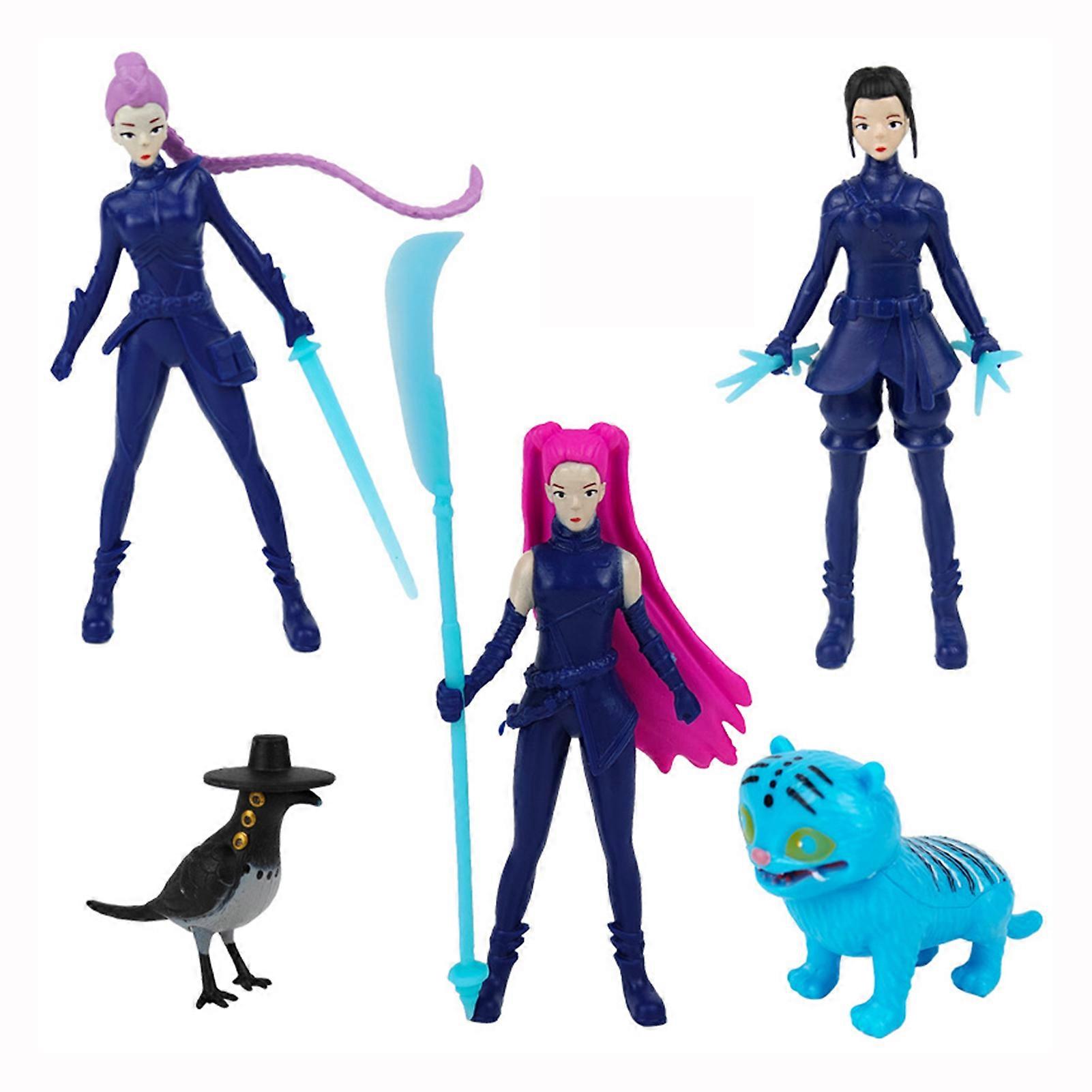 5Pcs/Set Kpop Demon Hunters Action Figure Toy Derpy Tiger Rumi Mira Zoey Sussy Figurine Doll Anime Collection Gift
