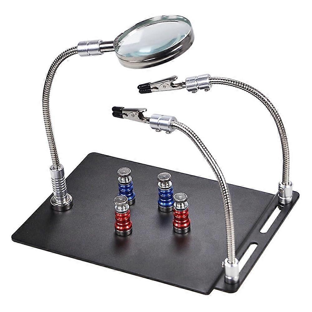 Soldering Iron Stand Flexible Arm Welding Station With Magnetic Magnifying Glass Third Hand For PCB Circuit Board