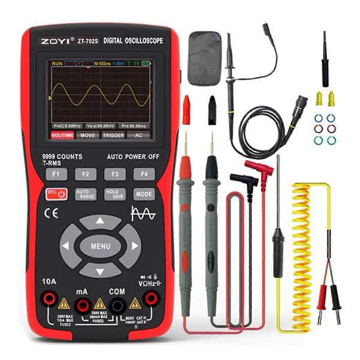 ZT702S Digital Oscilloscope Multimeter  istor Tester 50MHz Bandwidth 280MS Sampling Rate Support Waveform Storage