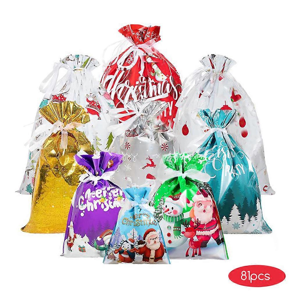 Xmas Drawstring Foil Present Bags For Holiday Presents Effortless Drawstring Closure for Quick Secure Gifting. for Festive party favors