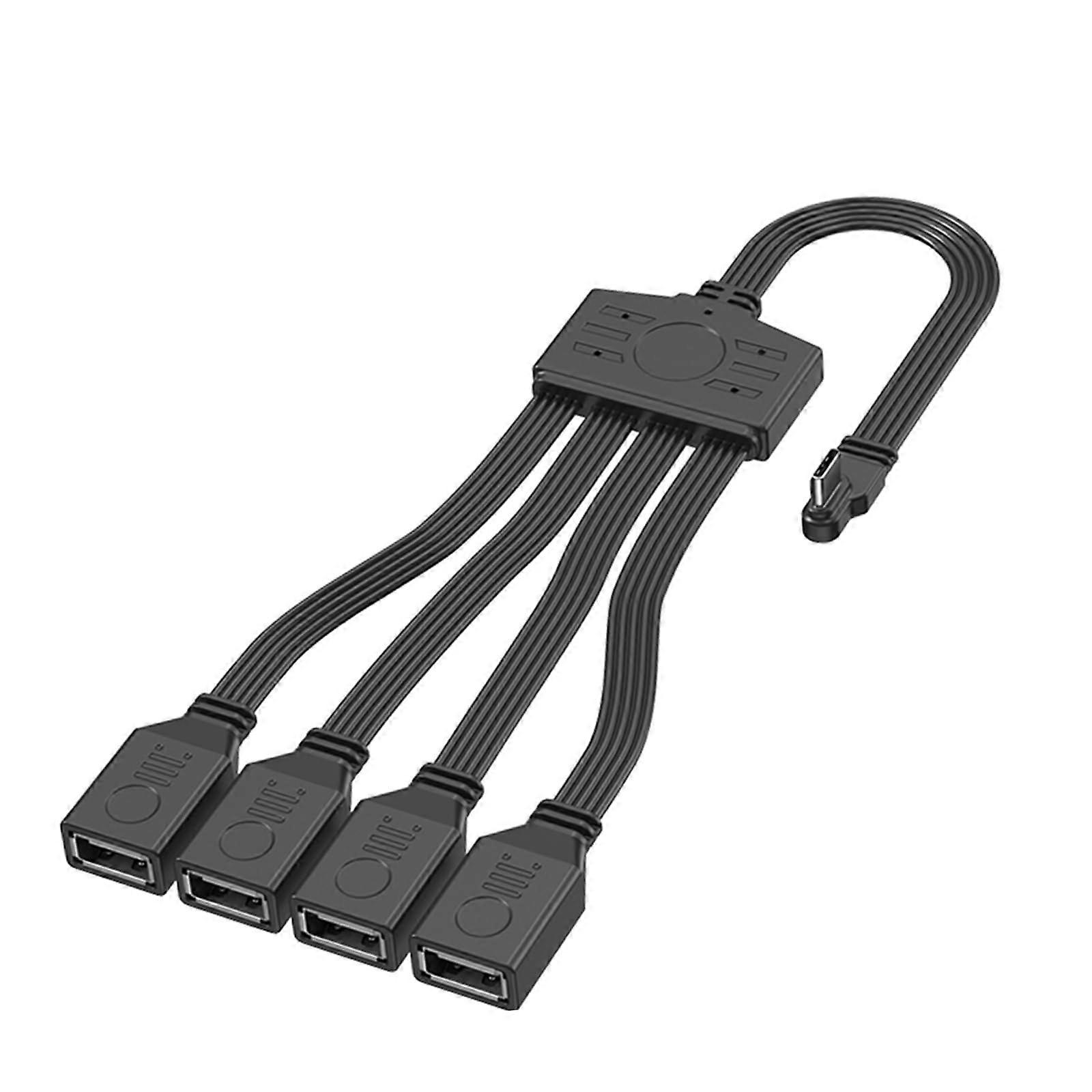 USB C Splitter Cable Extender With USB 2.0 Port For Fast Charging On Computers And Mobile Devices Left Bend 30cm