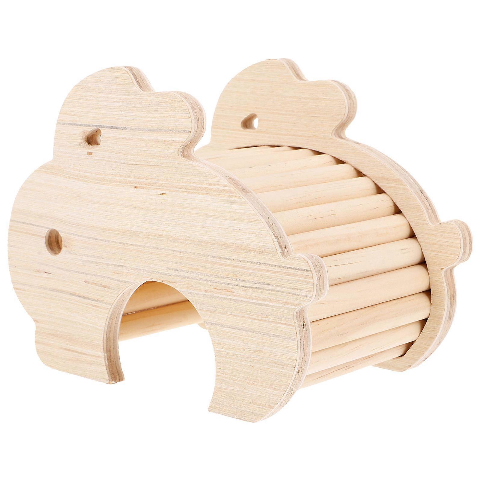Hamster Hideout Habitat Wood Hamster House Small Animals Sleeping Environment Beige 1 Pcs