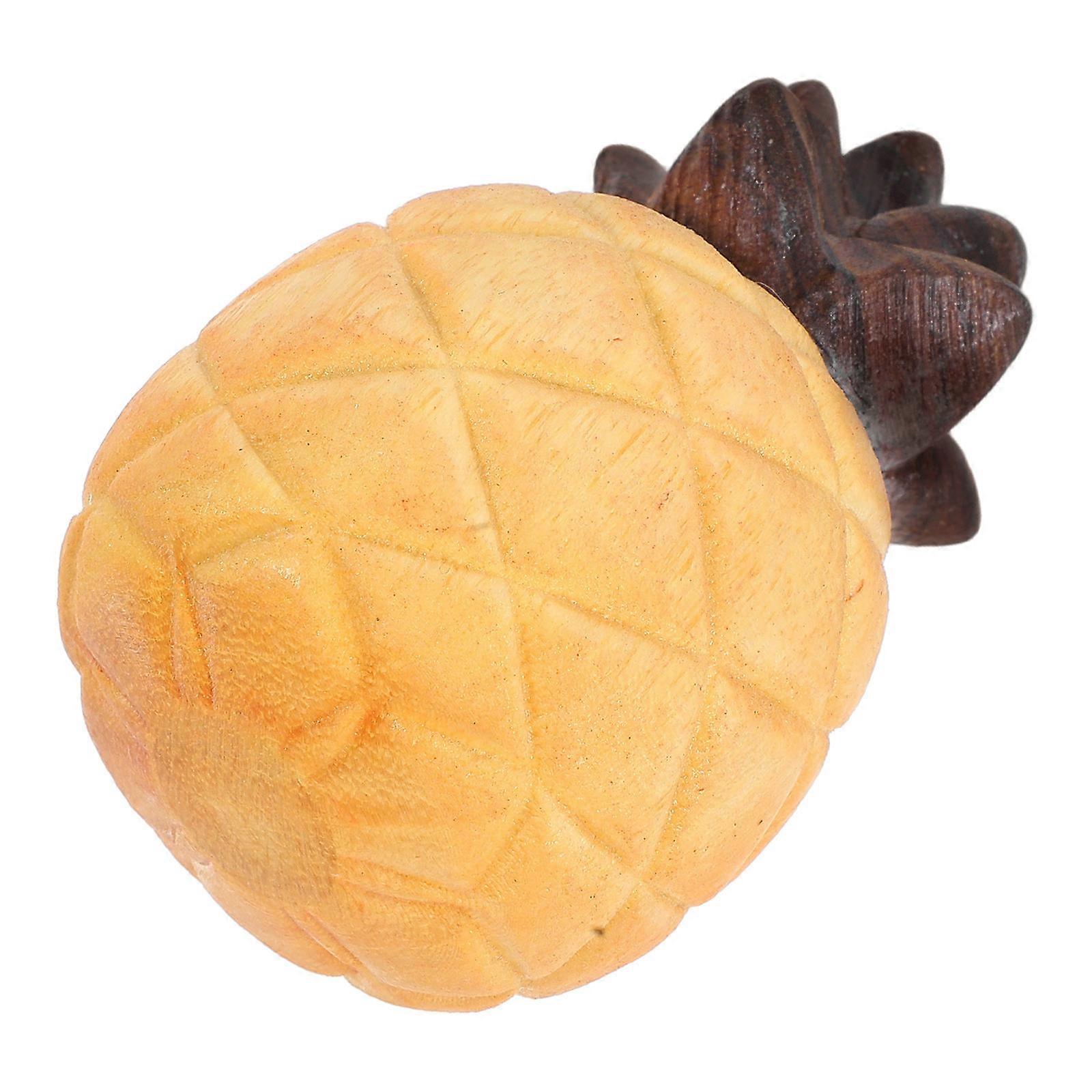 Pineapple Decorative Wood Fruit Ornament for Tabletop 3Pcs Light Brown