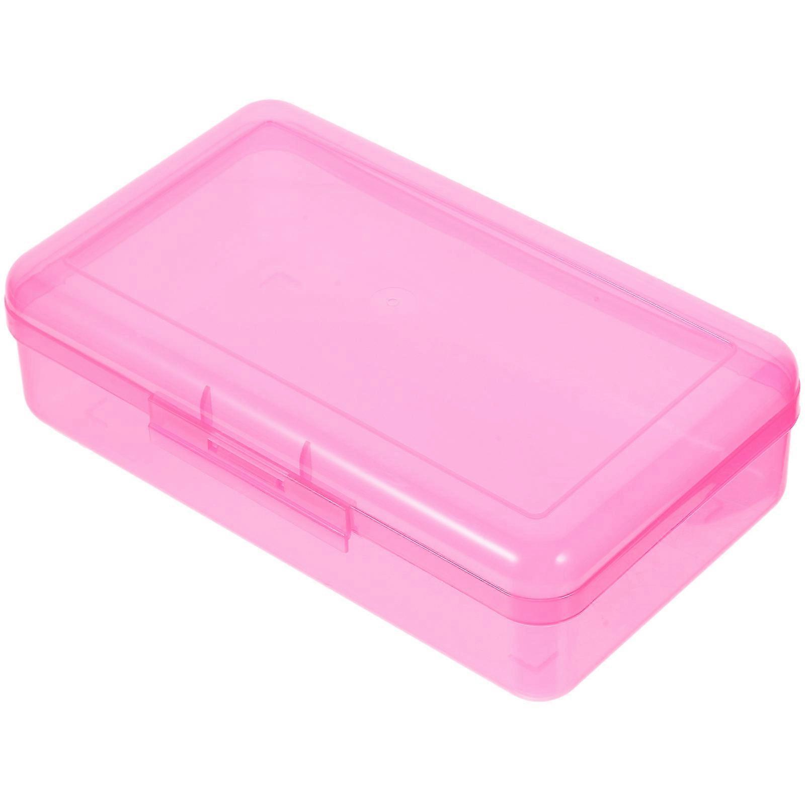 Stationery Storage Box Pink Plastic Pencil Case for 3Pcs Carrying