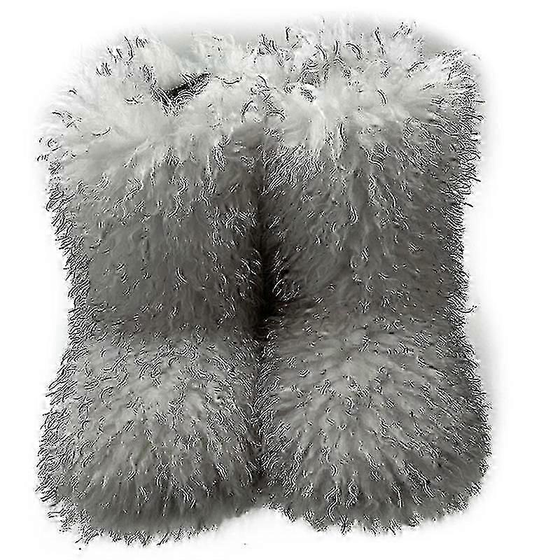 Műszőrme csizma nőknek Fuzzy bolyhos szőrös kerek orrú velúr téli csizma lapos cipő-yvan