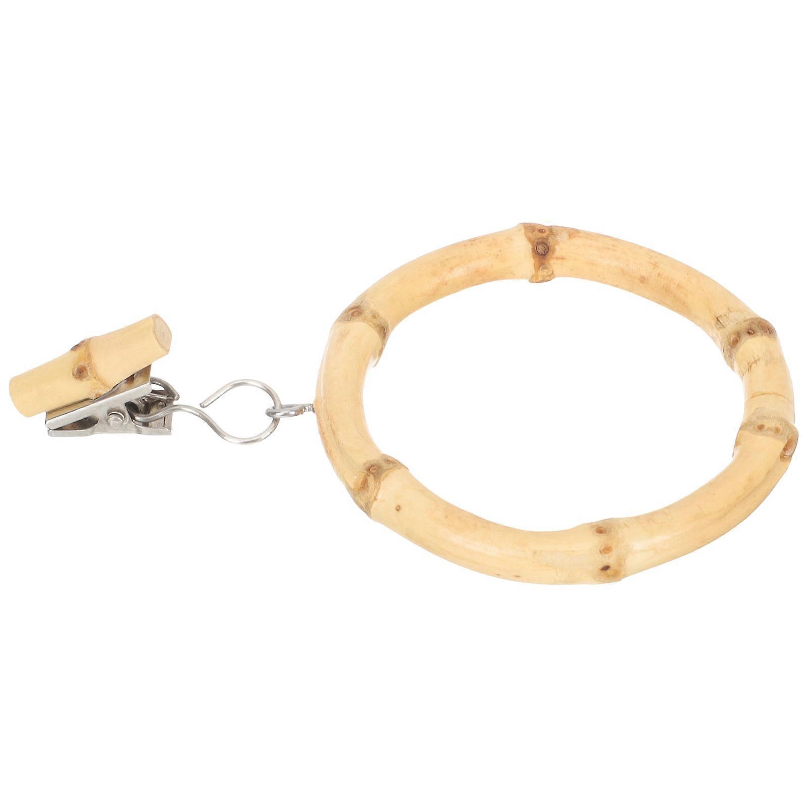 Bamboo Curtain Hook Ring For Use In Beige Color To Fix Curtains With Stable Holding 5Pcs