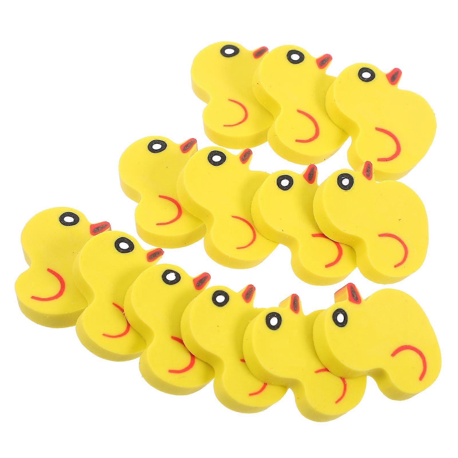 Tpr Mini Erasers for Kids Yellow Duck Shape with 150Pcs Bulk Set