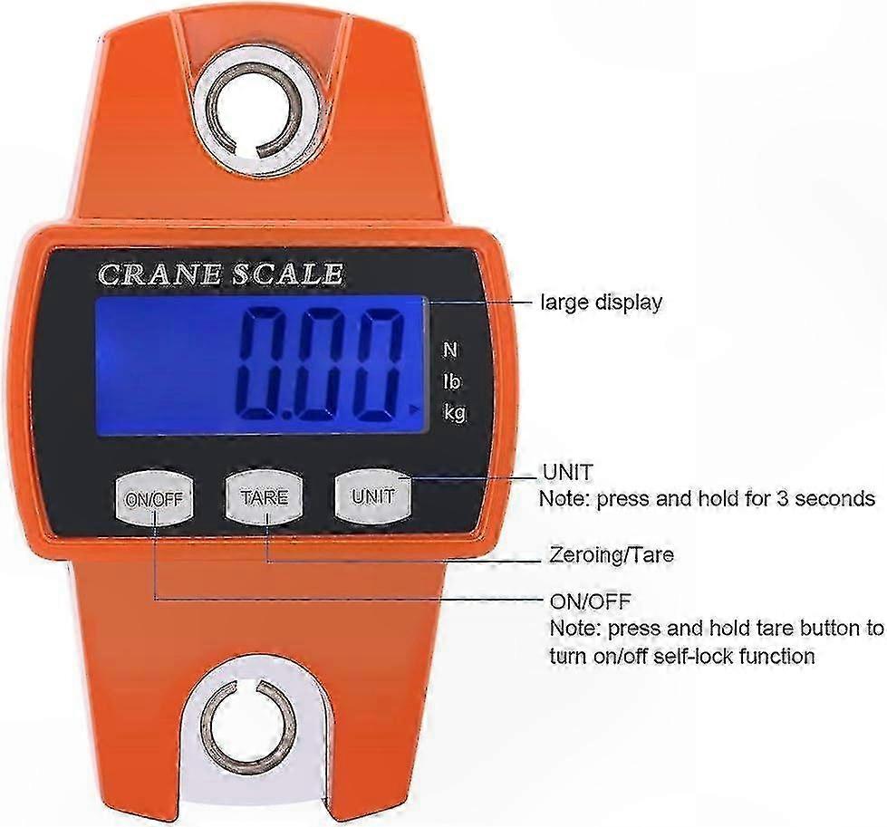 Digital Luggage Scale with Hook, 300kg Capacity Orange Hanging Crane Scale for Weighing Heavy Loads