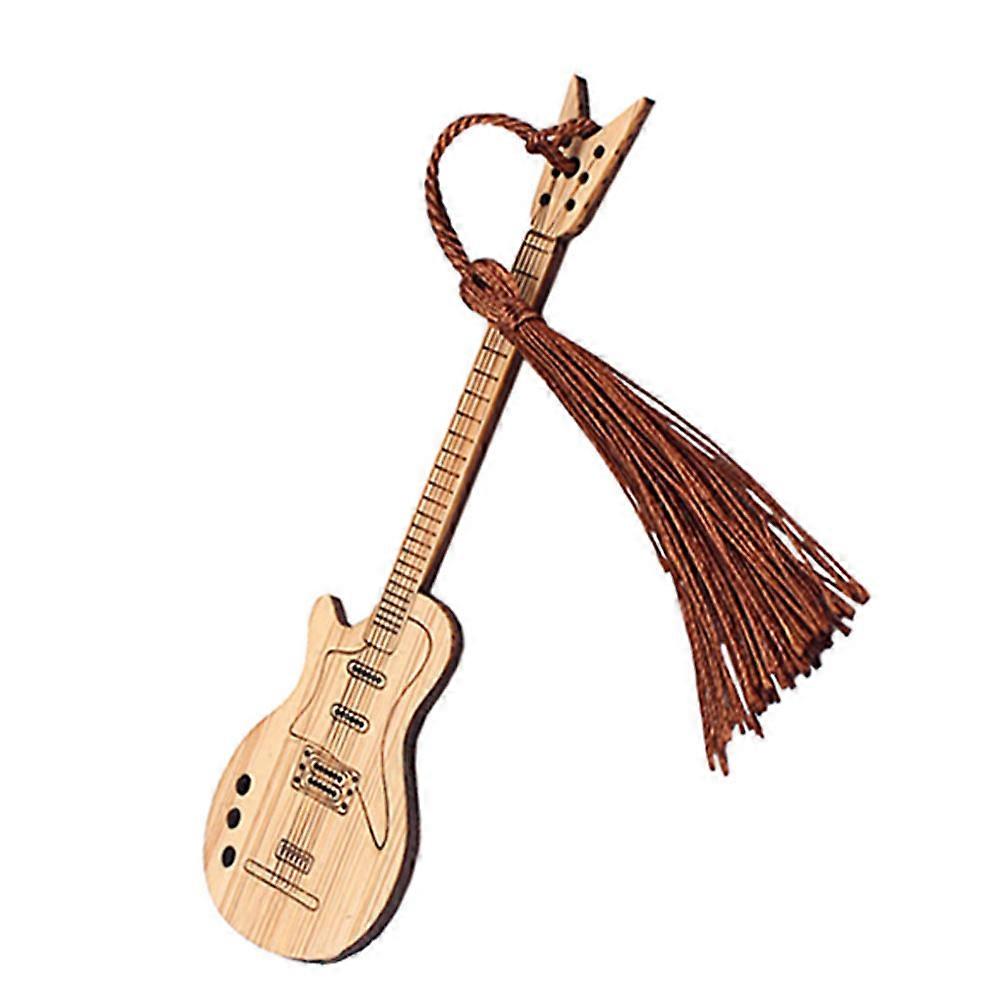 Bamboo Bookmark Guitar Shape for Decoration Use Creative Page Marker