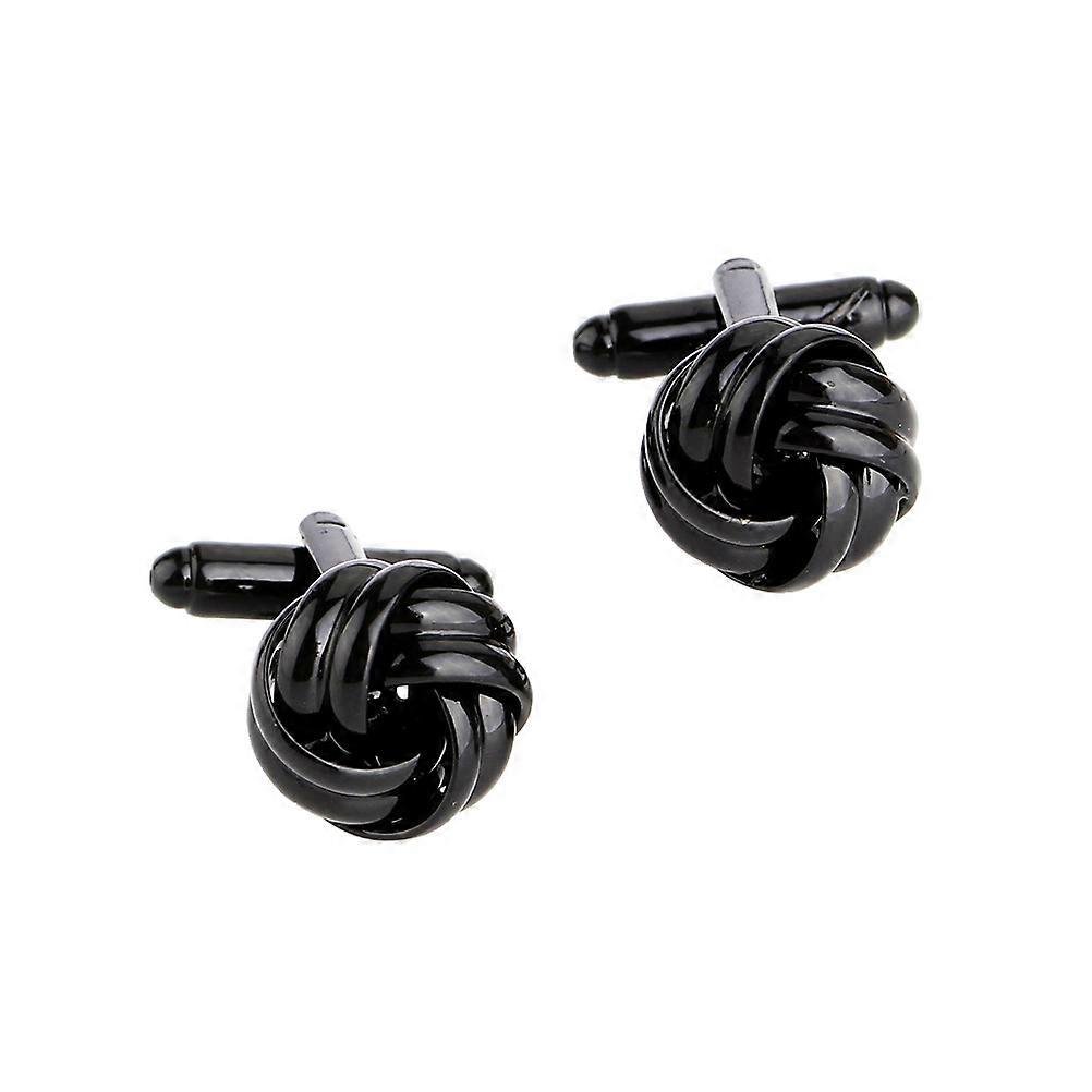 Black Knot Cuff Links Men Formal Wear Color Retention 2Pcs