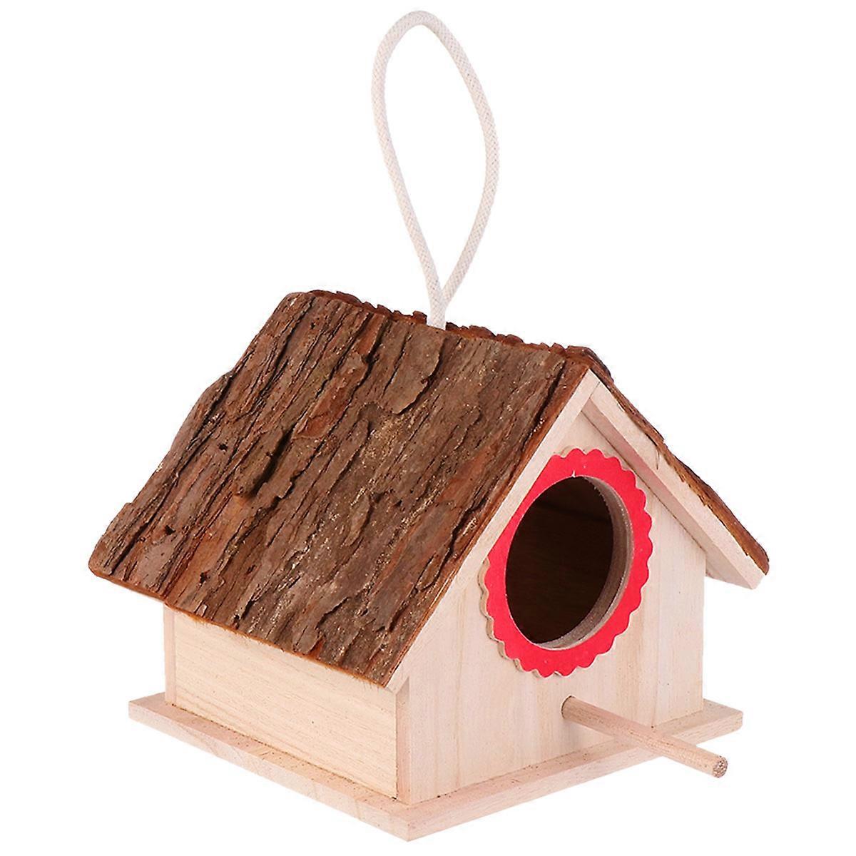 Bird Nest Wooden Bird House for Cage Hanging Nest Box 2Pcs Handcrafted