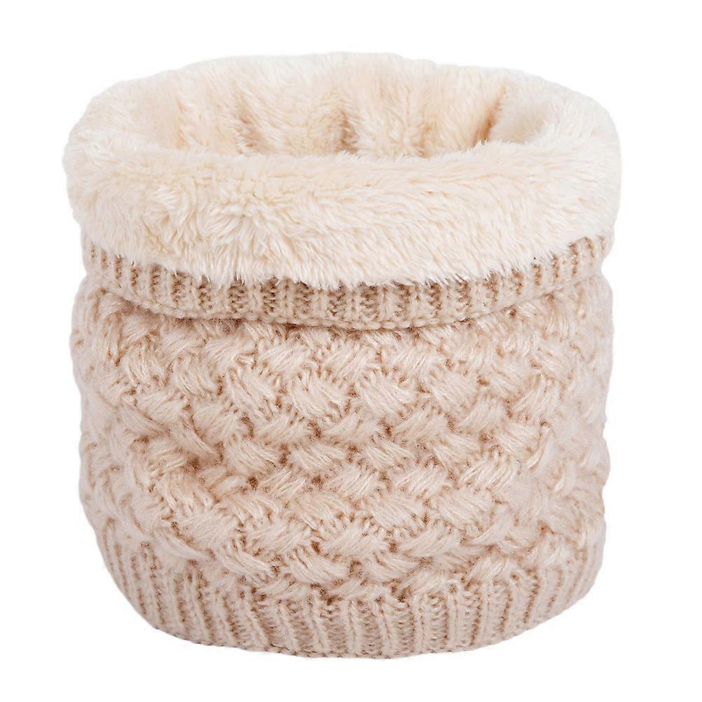 Single Loop Neck Scarf Knitting Scarf for Winter 2Pcs Beige