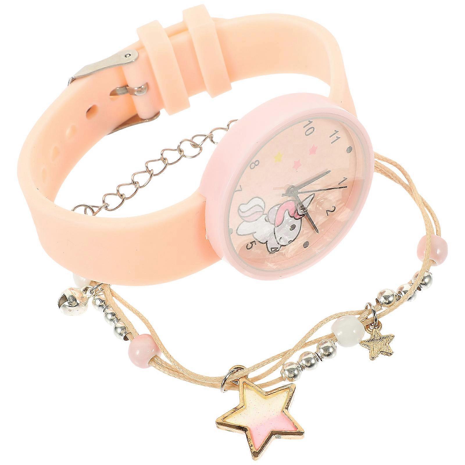 Kids Wrist Watch Quartz Watch for Students with Unicorn Pattern 4Sets