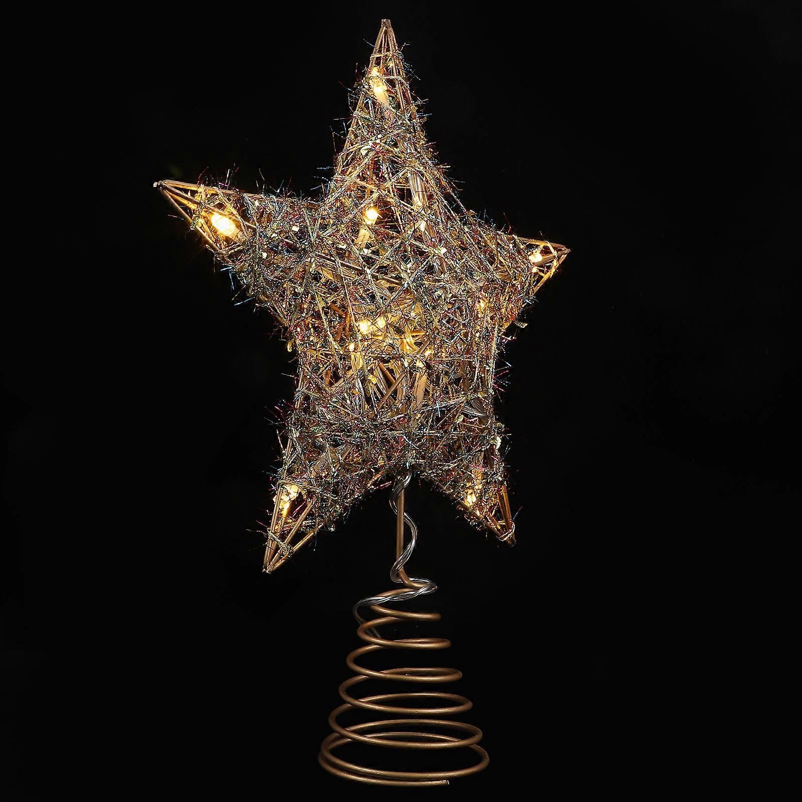 Unique Christmas Tree Toppers Star Shape Hollowed Design Conical Base 10x7.86x2.36in Romantic Atmosphere 1Pack