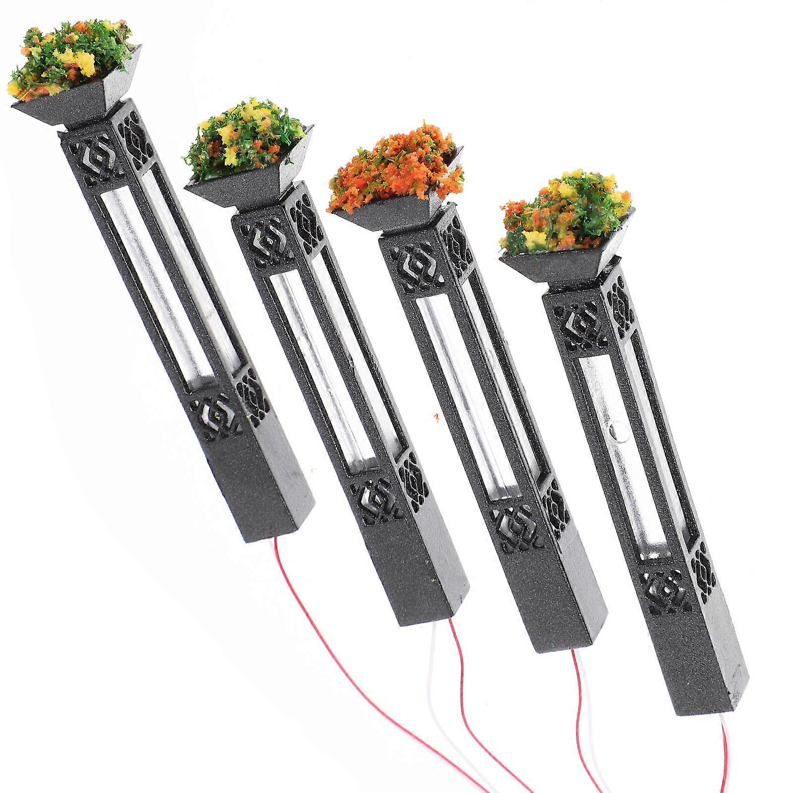 12Pcs Miniature Street Lamp Models With Stable Base For Craft Enthusiasts And Hobbyists Black ABS