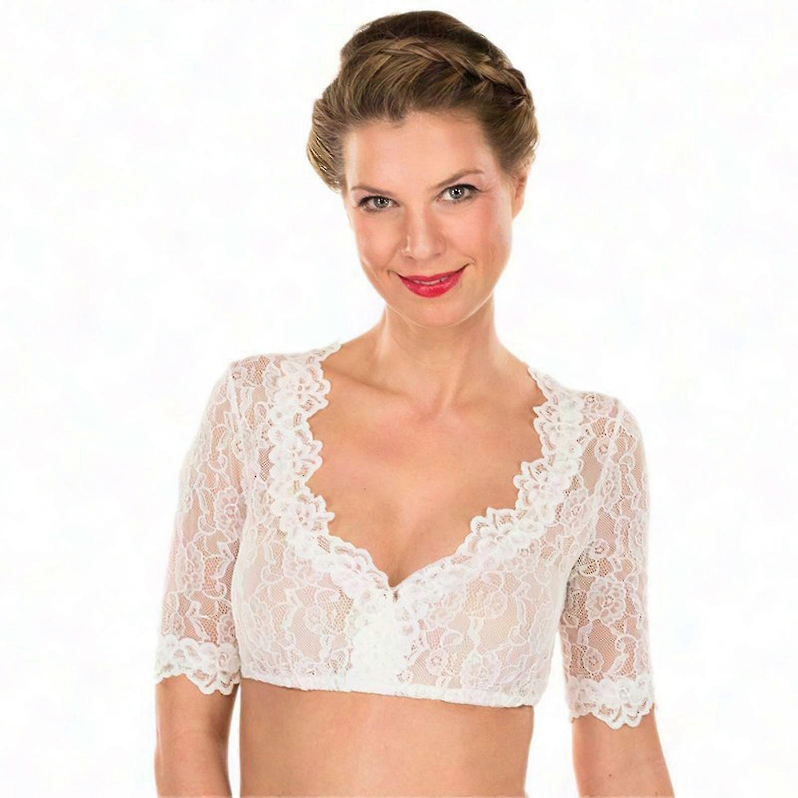 Black Lace Hollowed Dirndl Crop Top Elegant Blouse