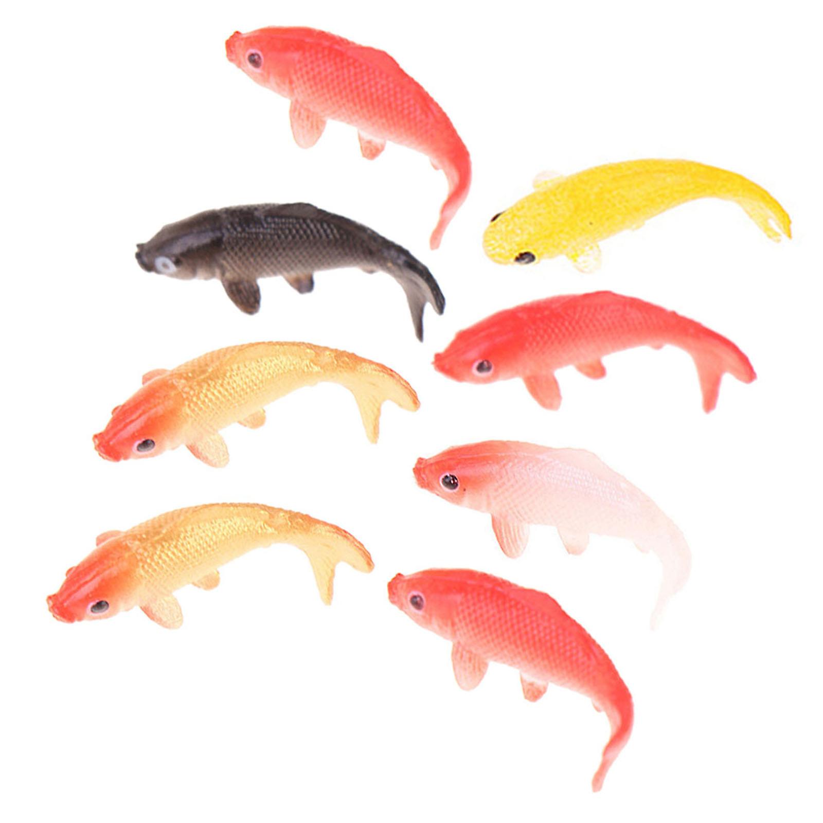 Mini Fish Figure Miniature Fish for Decoration 16Pcs PVC Colorful Models