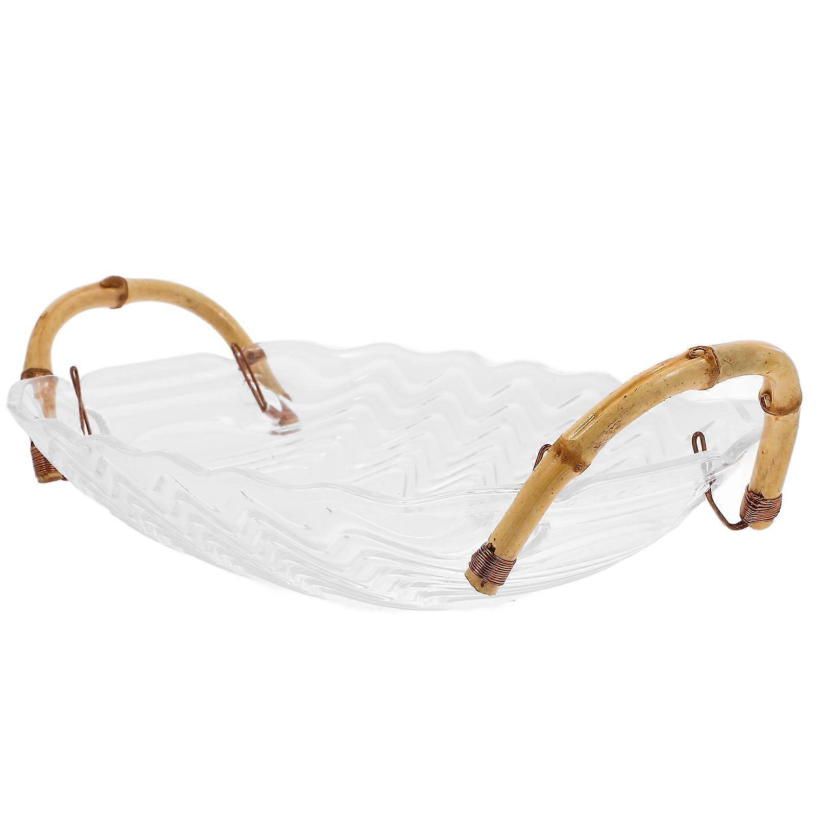 Fruit Plate with Handles Transparent for Storage Decorative Bowl