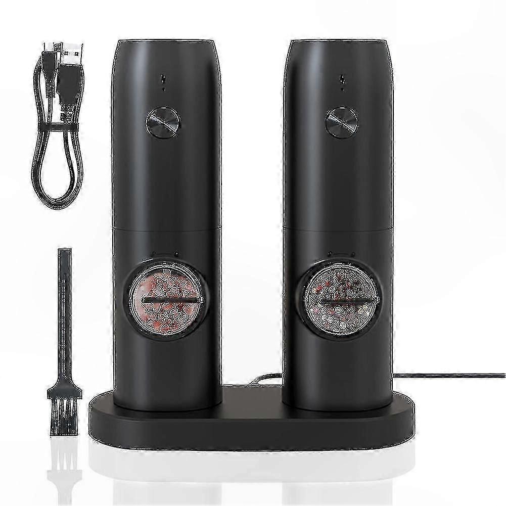 USB Rechargeable Electric Grinder Set for Salt and Pepper, Adjustable Coarseness Control