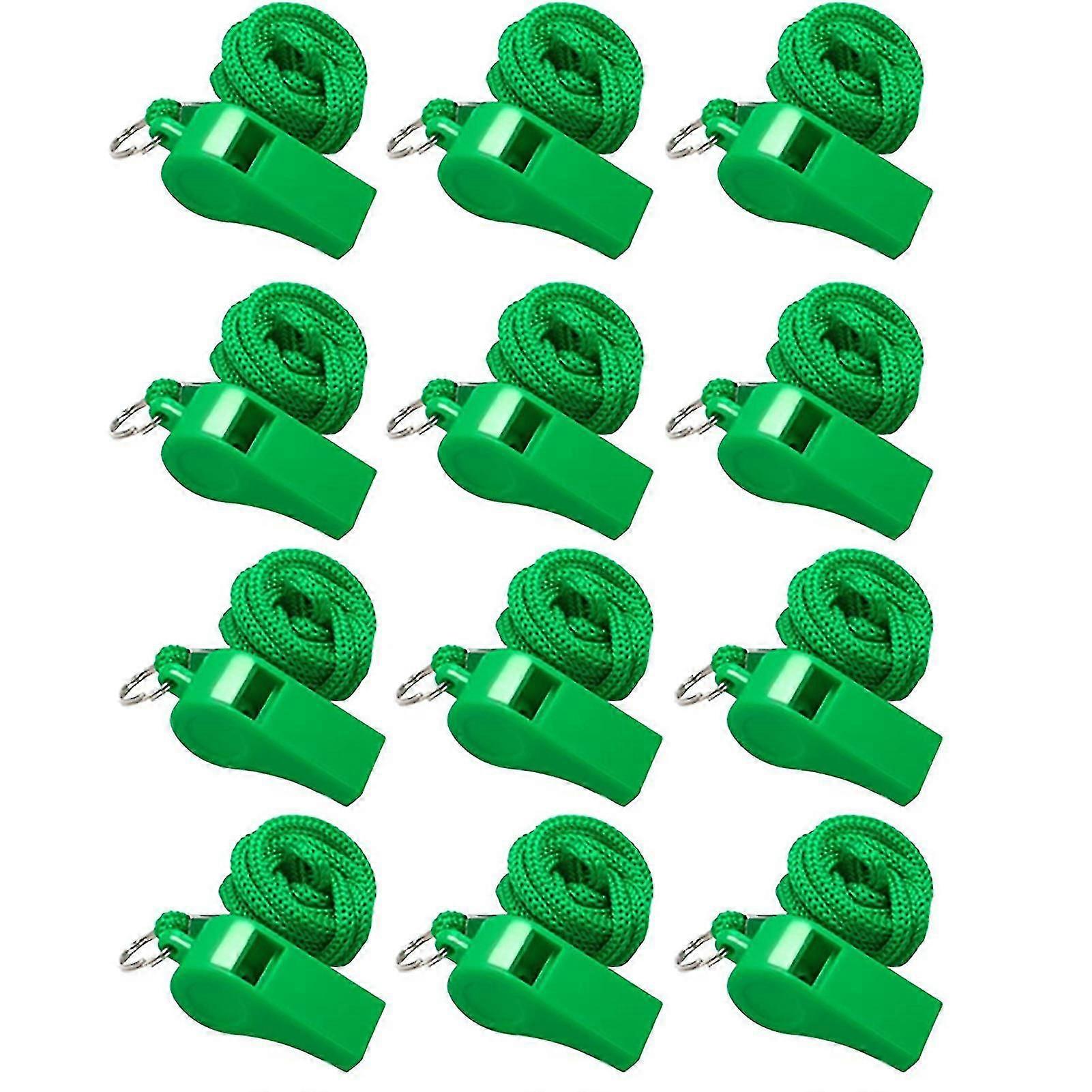 12Pcs Colored Sports Whistles with Lanyard Loud Crisp Sound High Decibel Compact Size Portable Referee Whistles