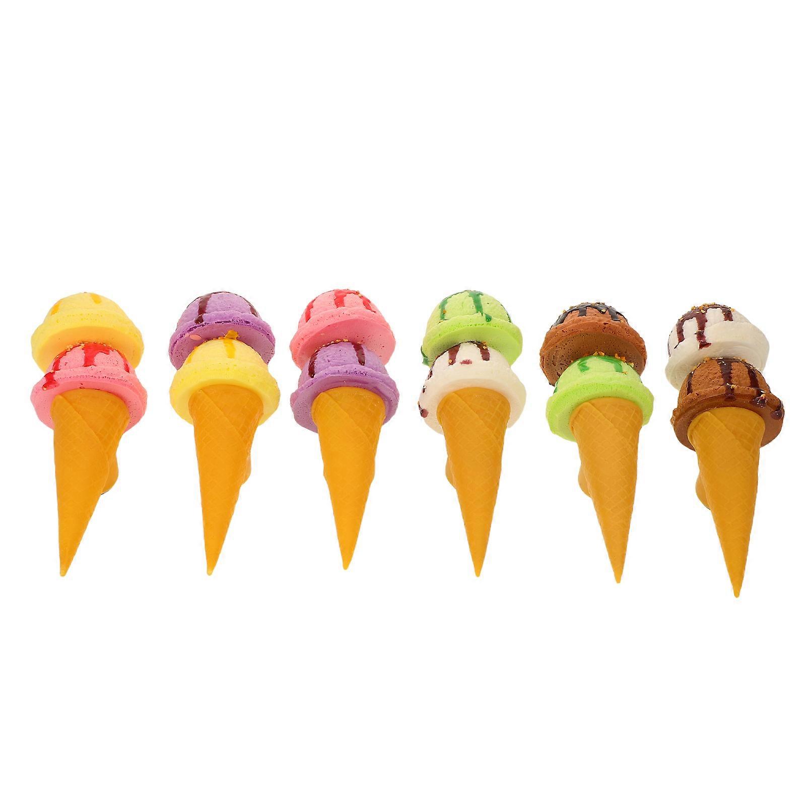 Artificial Ice Cream Cone Decoration for Photography 18Pcs Realistic Fake Cone Props