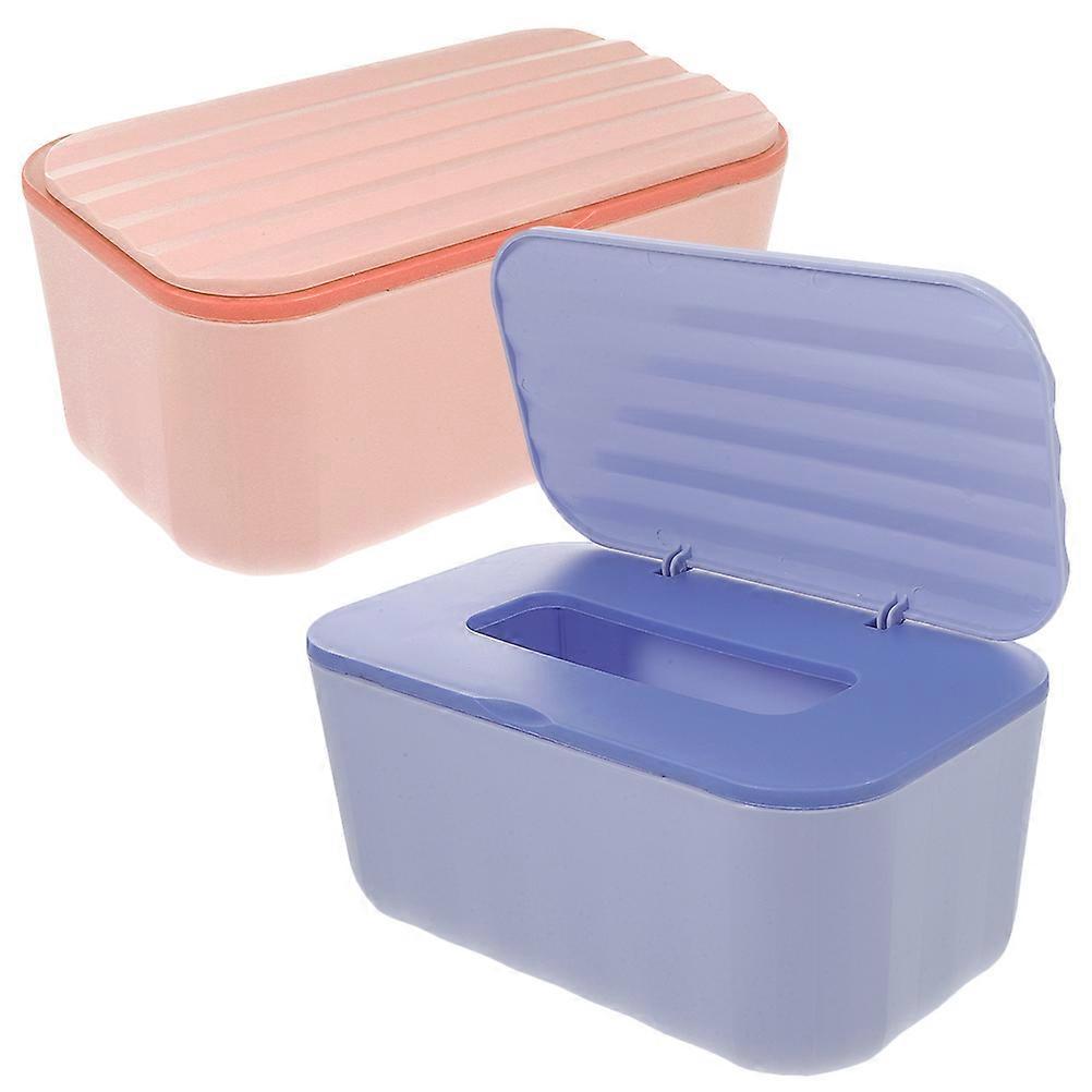 Paper Tissue Box Wipes Container for Home 2Pcs Plastic Storage Organizer