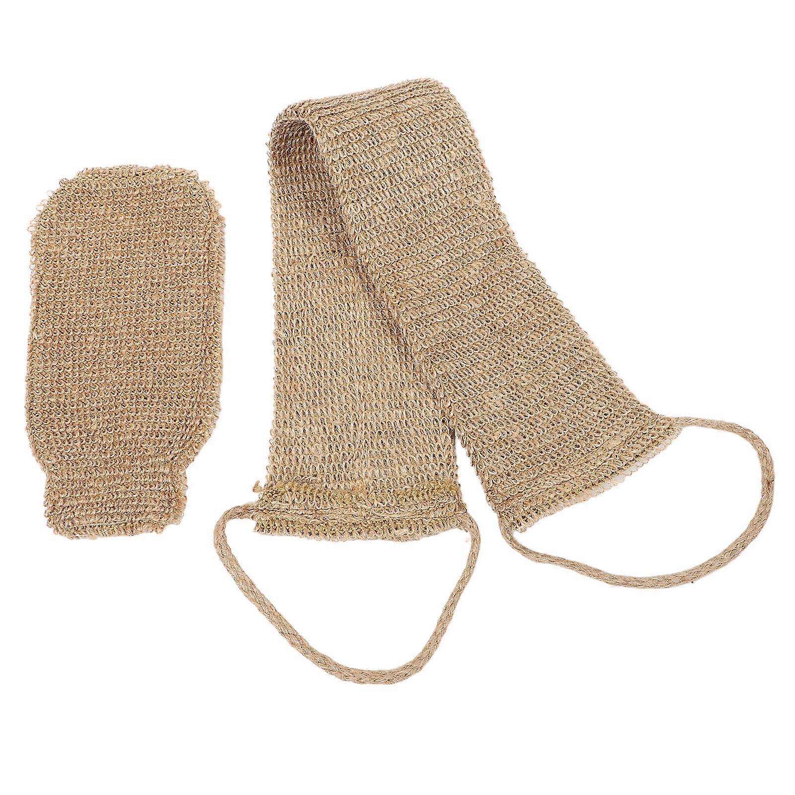 Exfoliating Back Scrubber Coffee Sisal Bath Gloves Set for Comfortable Bathing 8Pcs