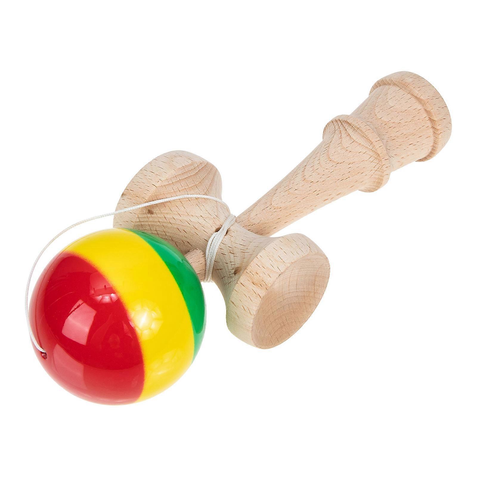 PU Wood Tricolor Kendama Toy Coordination Exercise Casual Game 19x7cm 1Pack