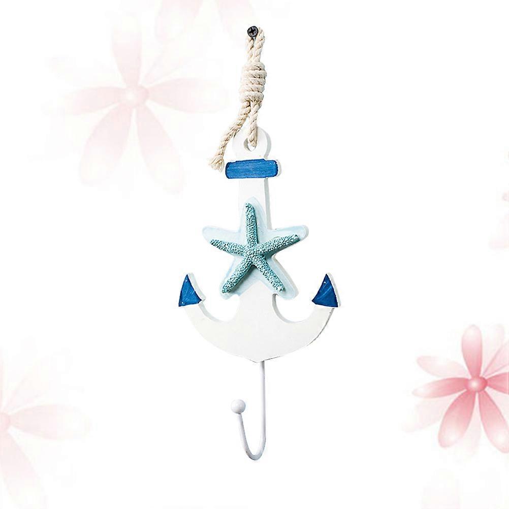 Wall Hook Decorative Coat Hooks for Room Home Mediterranean Ocean Style Anchor Shape Hanging 8.7X5.9X2in 1Set