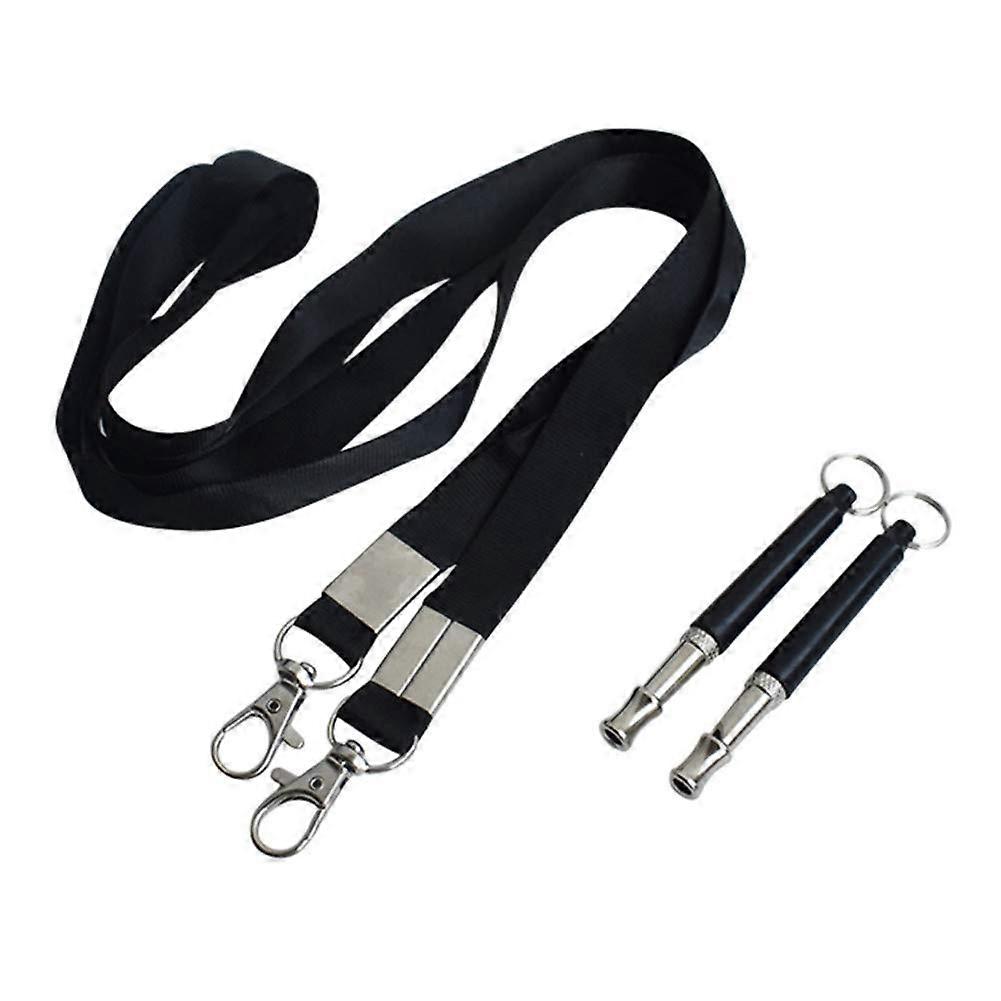 Dog Training Whistle With Lanyard Metal Black 2Pack