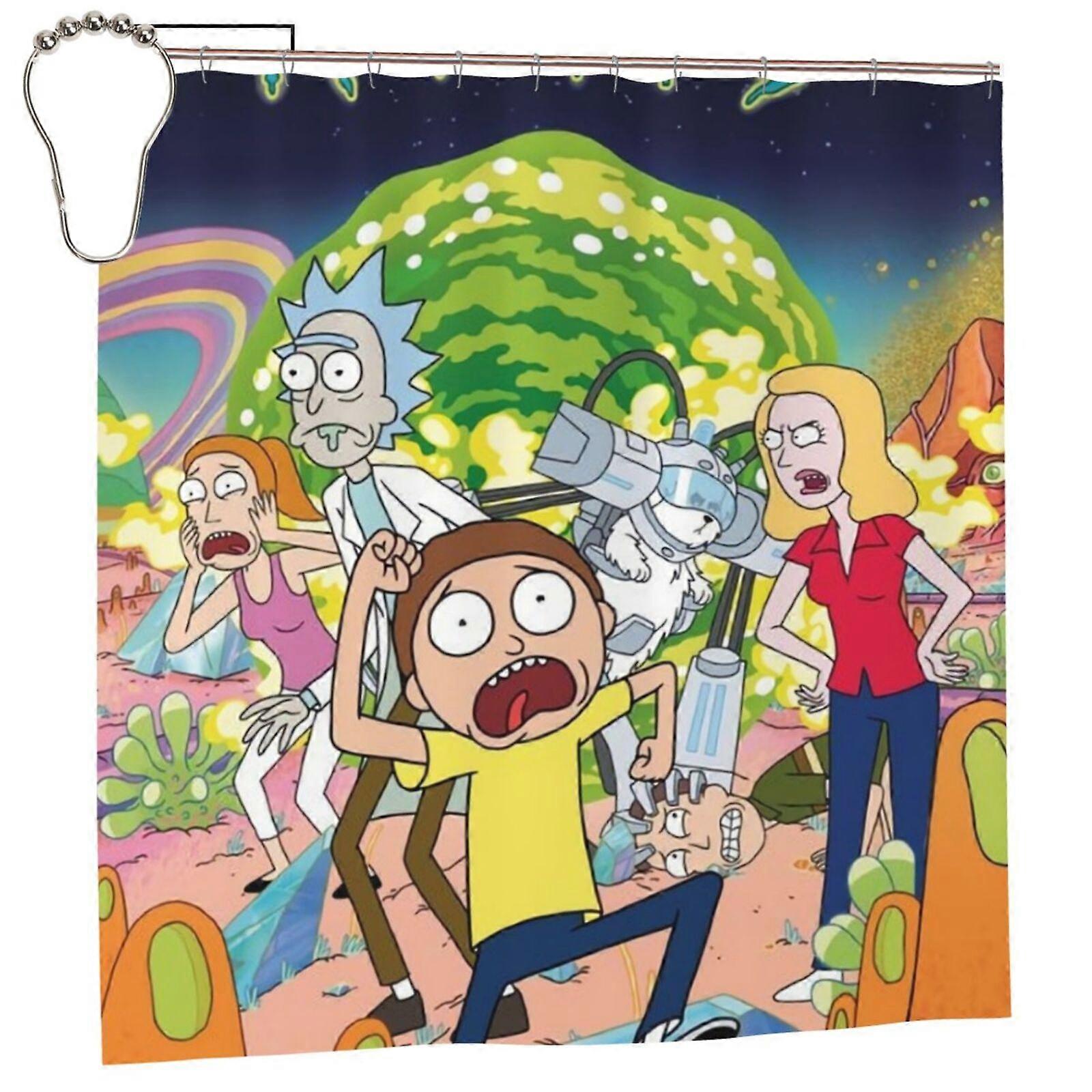 Rick & Morty Shower Curtain - Blackout, Waterproof, Mildew Resistant, 60x72, One Size, Patchwork Art Design