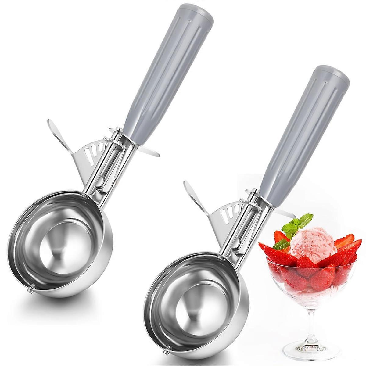 2Pcs 4oz Release Cookie Scoops Ice Cream Scooper with Trigger Release Portion Scoop Stainless Steel for Portion Control