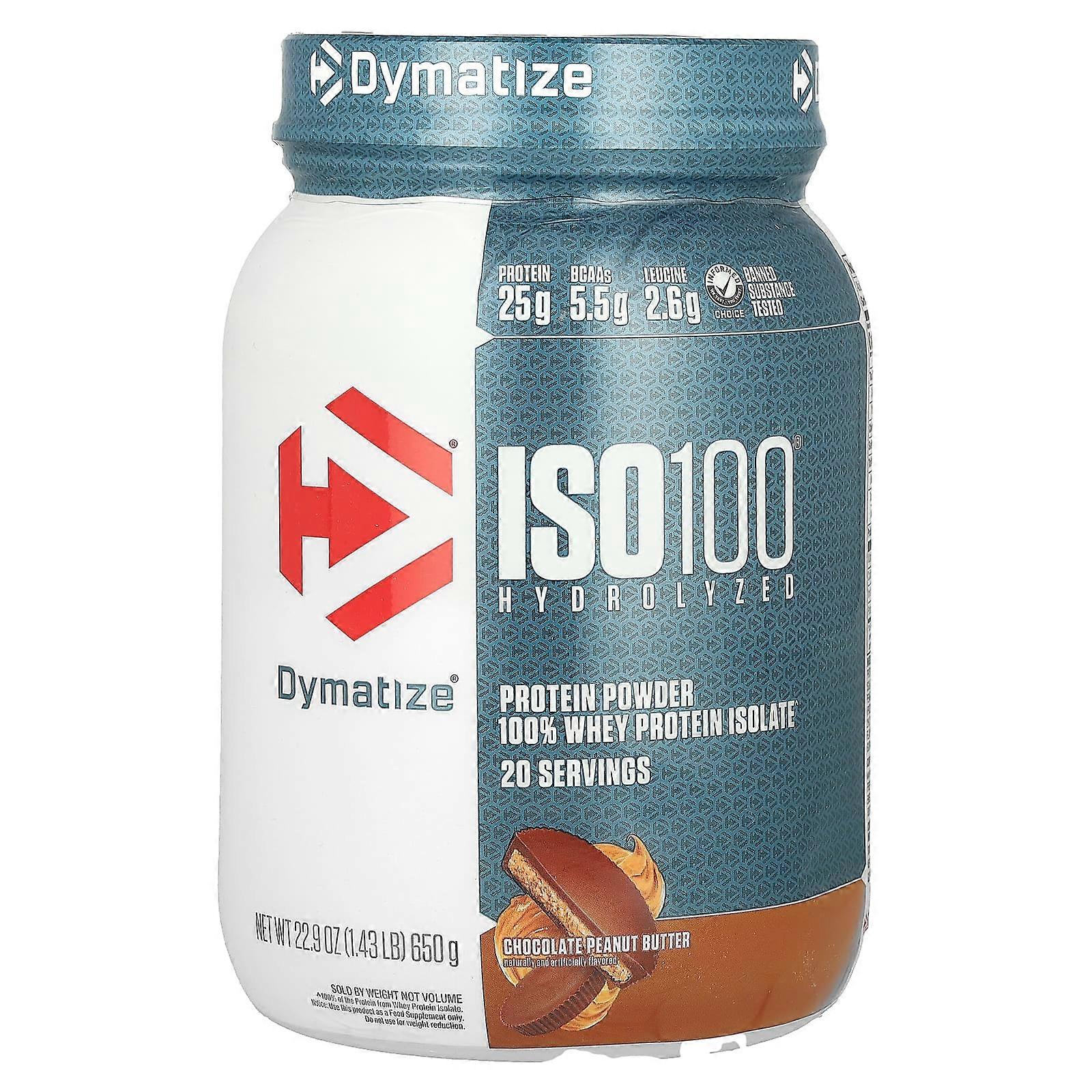 ISO100 Hydrolyzed, 100% Whey Protein Isolate, Chocolate Peanut Butter, 1.43 lb (650 g)