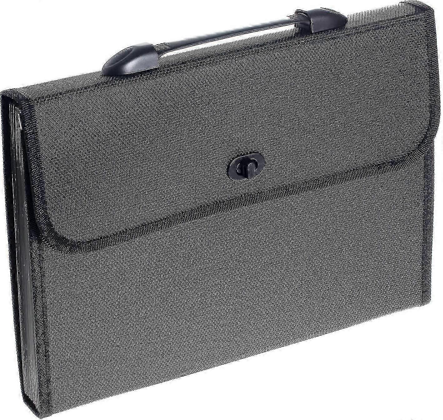 25-26 Expandable Folder Folder A4 File With Handle 13 Pocket Folder Gusseted Folder Paper Storage Black