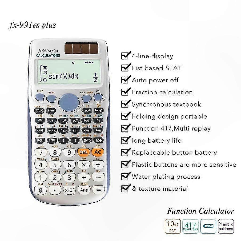 Scientific Calculator with 10+2 Digits, Advanced Functions for Students