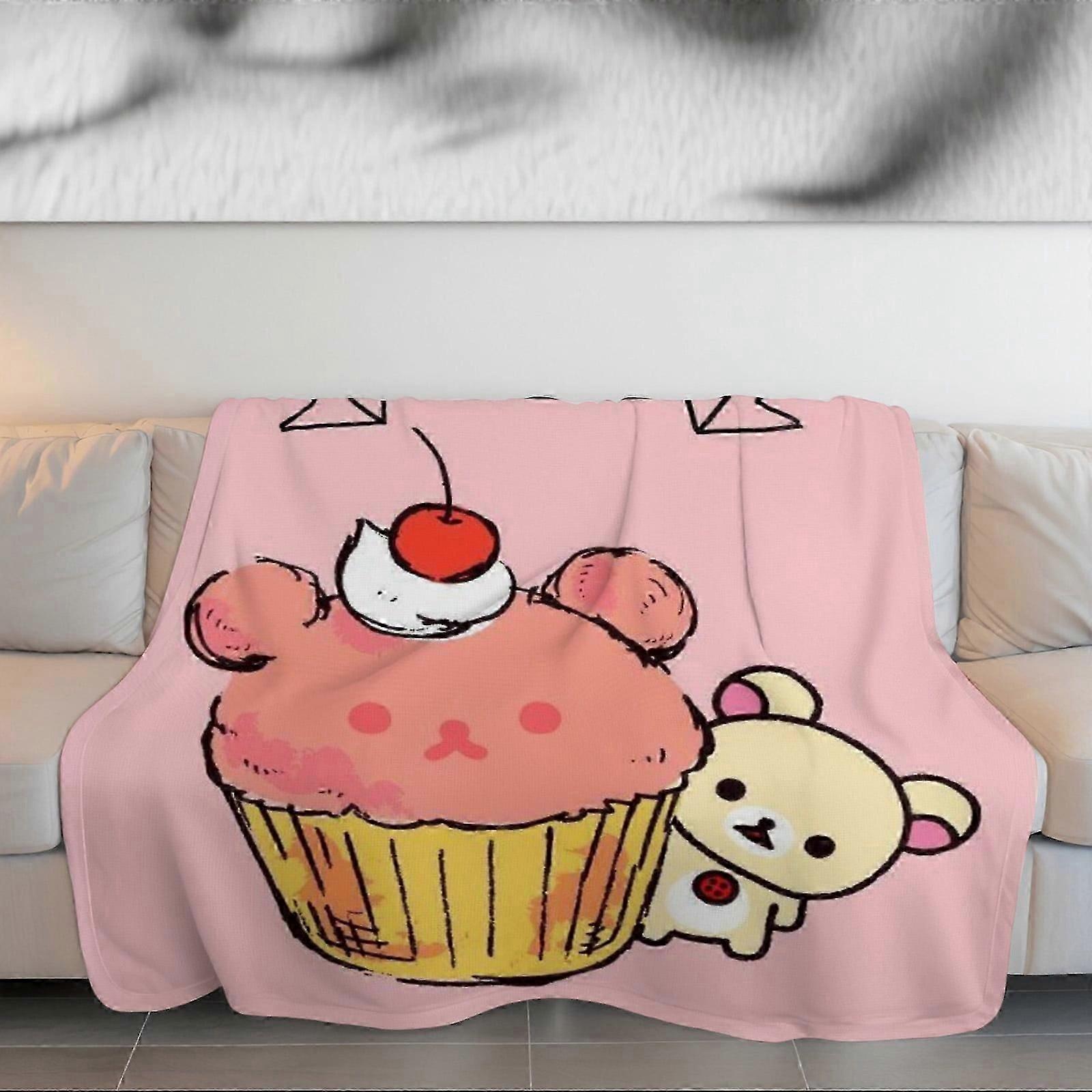 Blanket Rilakkuma Printed thickened double-sided velvet blanket, comfortable and soft for sofa, thick winter blanket for bedroomgugeu254