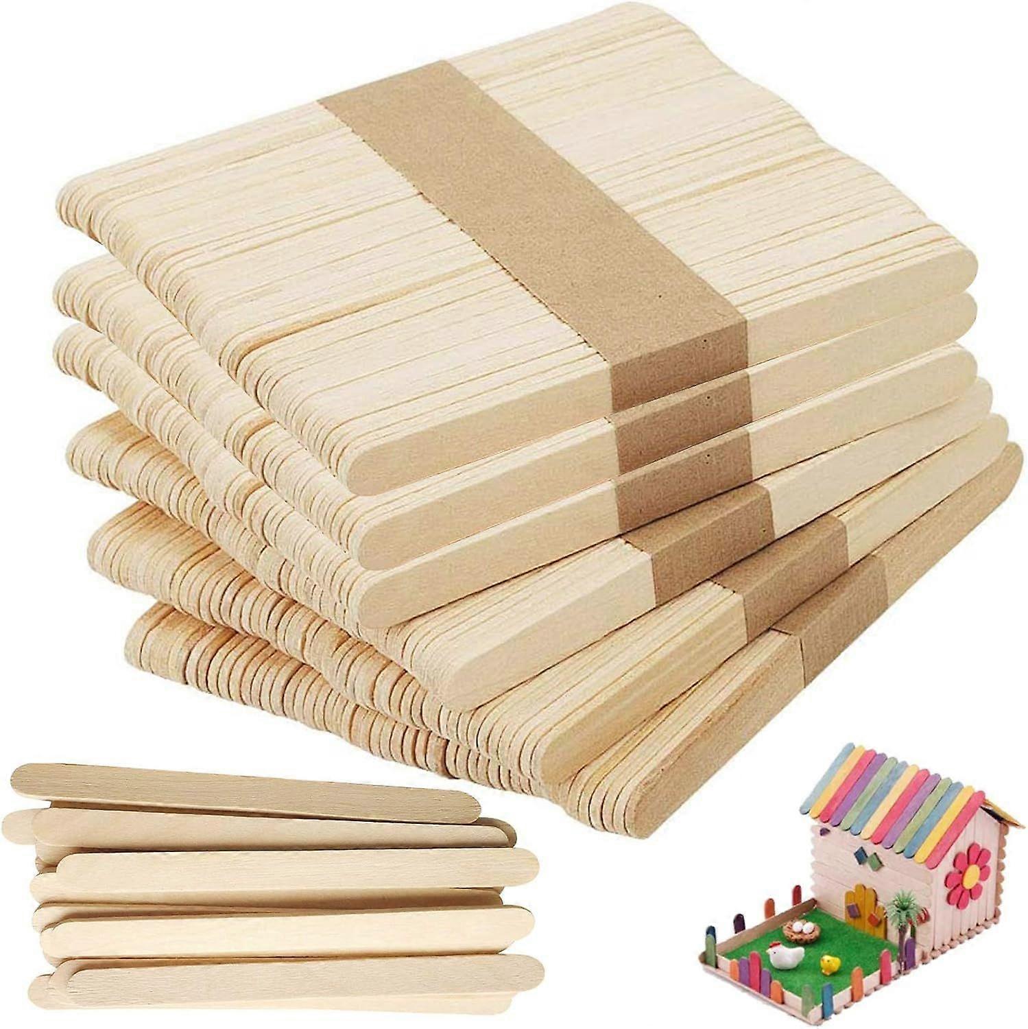 عصا خشبية ، عصي خشبية DIY ، عصا آيس كريم ، عصي خشبية طبيعية ، عصا آيس كريم ، خشب للنمذجة 6 ألواح ، 300 قطعة
