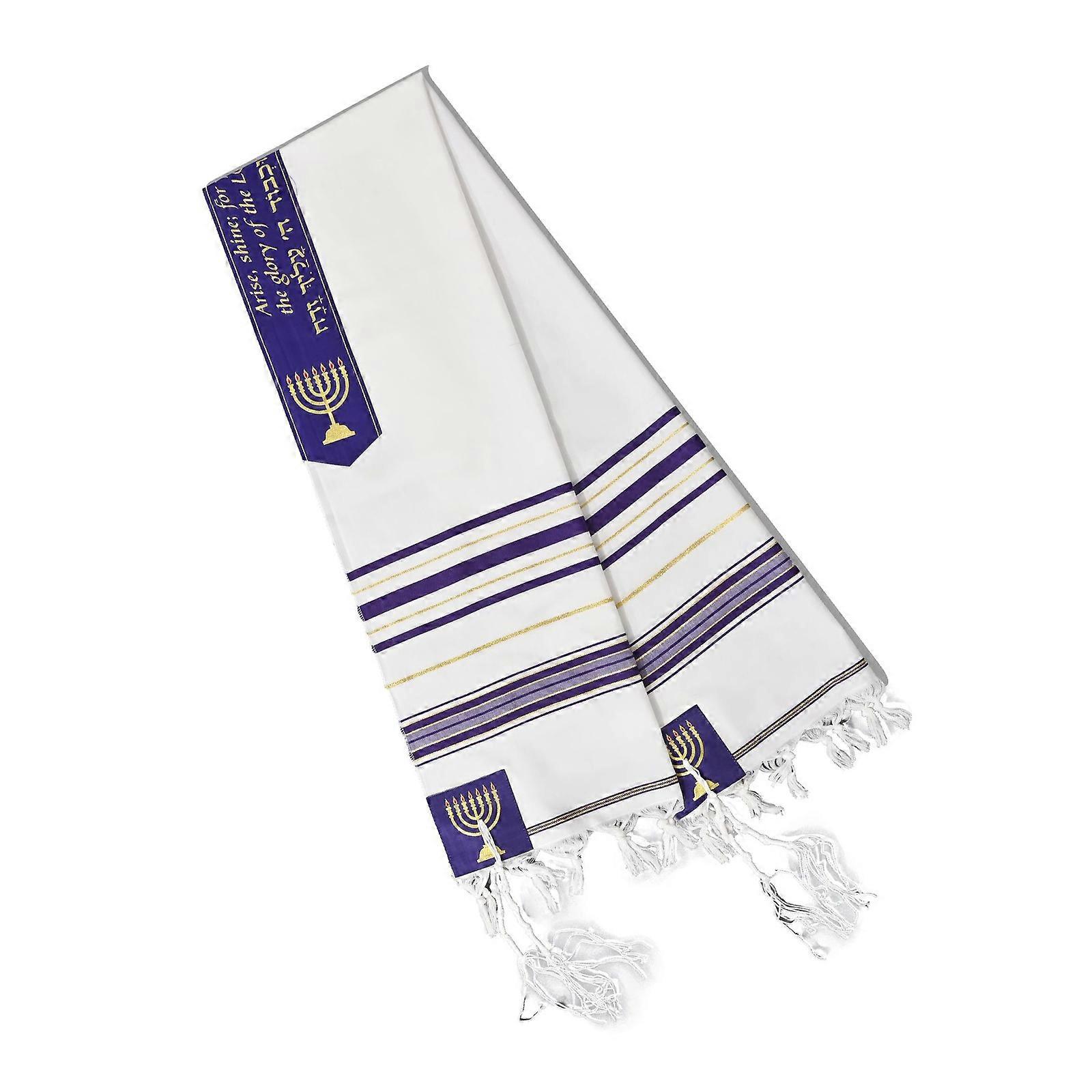 Comfortable Jewish Prayers Shawl Tallit 71in Traditional Design With Tzitzit Fringes for Devotional Practice Theme Event  Purple
