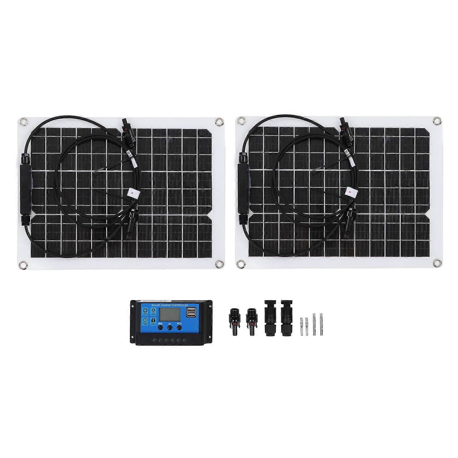 30W Flexible Waterproof Monocrystalline Solar Panel with 50A Solar Controller for 12V Battery
