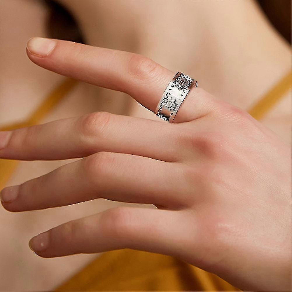 Rotating Gear Ring Stainless Steel Machinery Wind Designer Decompression Ring CY