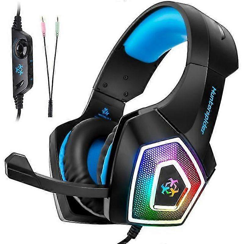 Luxora Passer til Ps4 Xbox One PC-controllerheadset med støjreducerende mikrofon V1 gamingheadset med blå LED